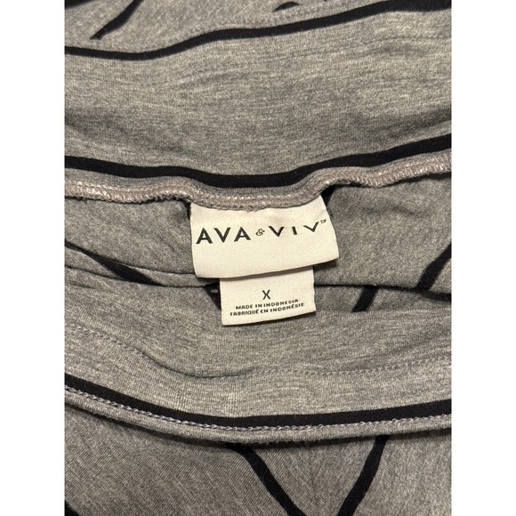 Ava & Viv Gray Black Chevron Stripe Maxi Skirt Plus Size X, Hippie Boho Stretch - Picture 2 of 3